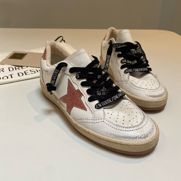 Golden Goose Ball Star Sneaker White Leather/Shiny Peach sz 36 New without Box - Picture 9 of 11